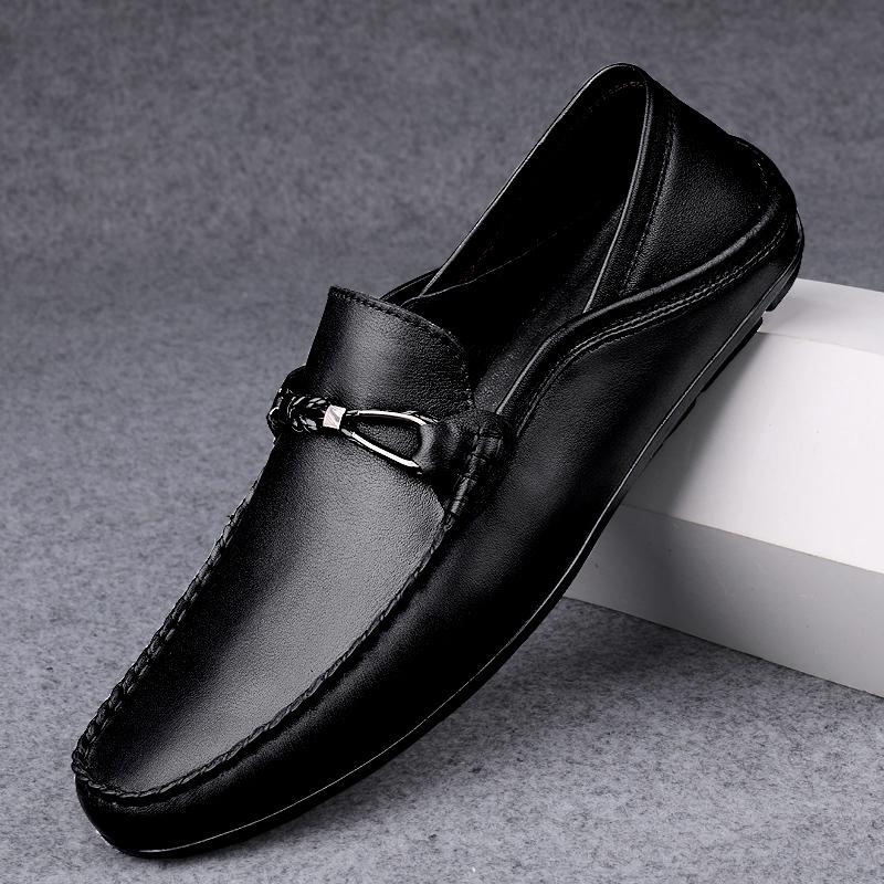 Fashion Men Handmade Casual Slip On Shoes Genuine Leather Man Loafers Outdoor Moccasins Comfortable Breathable Men Driving Shoes