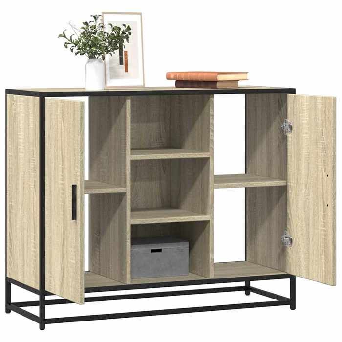 VidaXL Buffet chêne sonoma 92x35x76 cm bois d'ingénierie, armoire de rangement, meuble d'entrée, meuble d'appoint, meuble de 849015