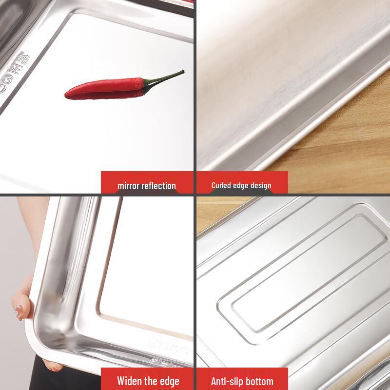 Vnash 304 Stainless Steel Rectangular Food Tray
