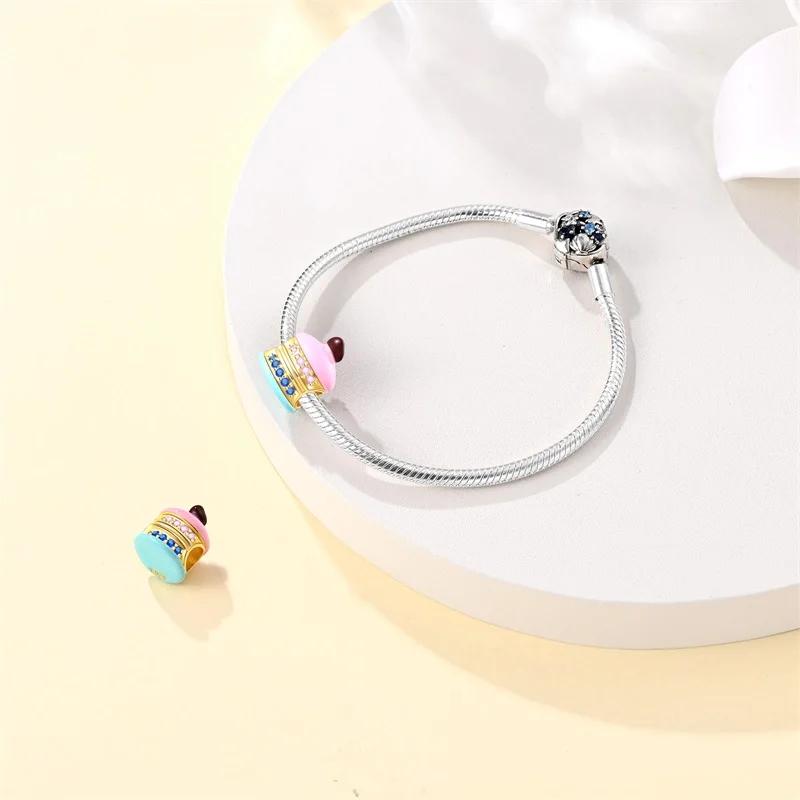 Charms Copper Cuisine Macaron Pendant Beads Fit Charms Plata Original Bracelet Beads Women Jewellery Making