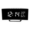 Compact LED alarm clock with digital time temperature and humidity display and adjustable brightness for night