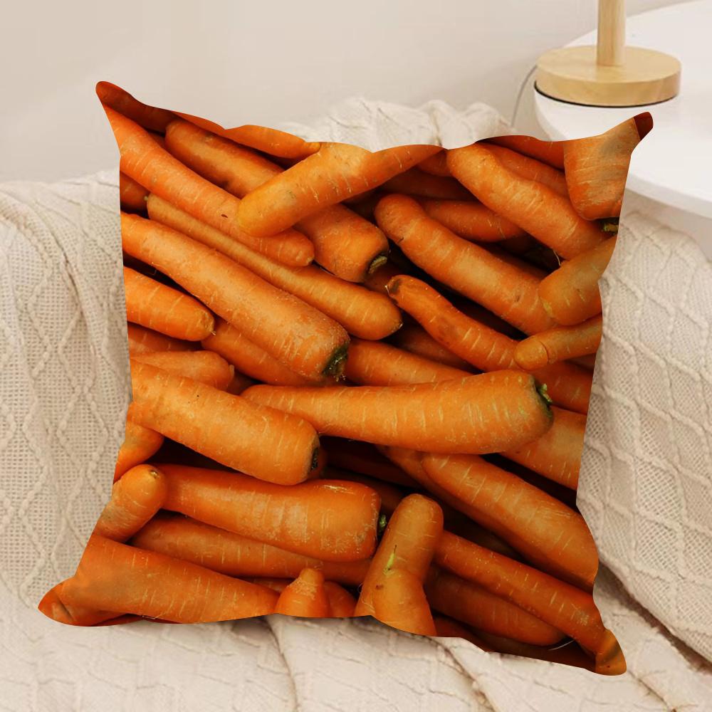 Fresh Food Anime Health Cushion Cover Silky Short Plush DoubleSided Printed Pillow Case for Sofa All Seasons Home Decor Gift