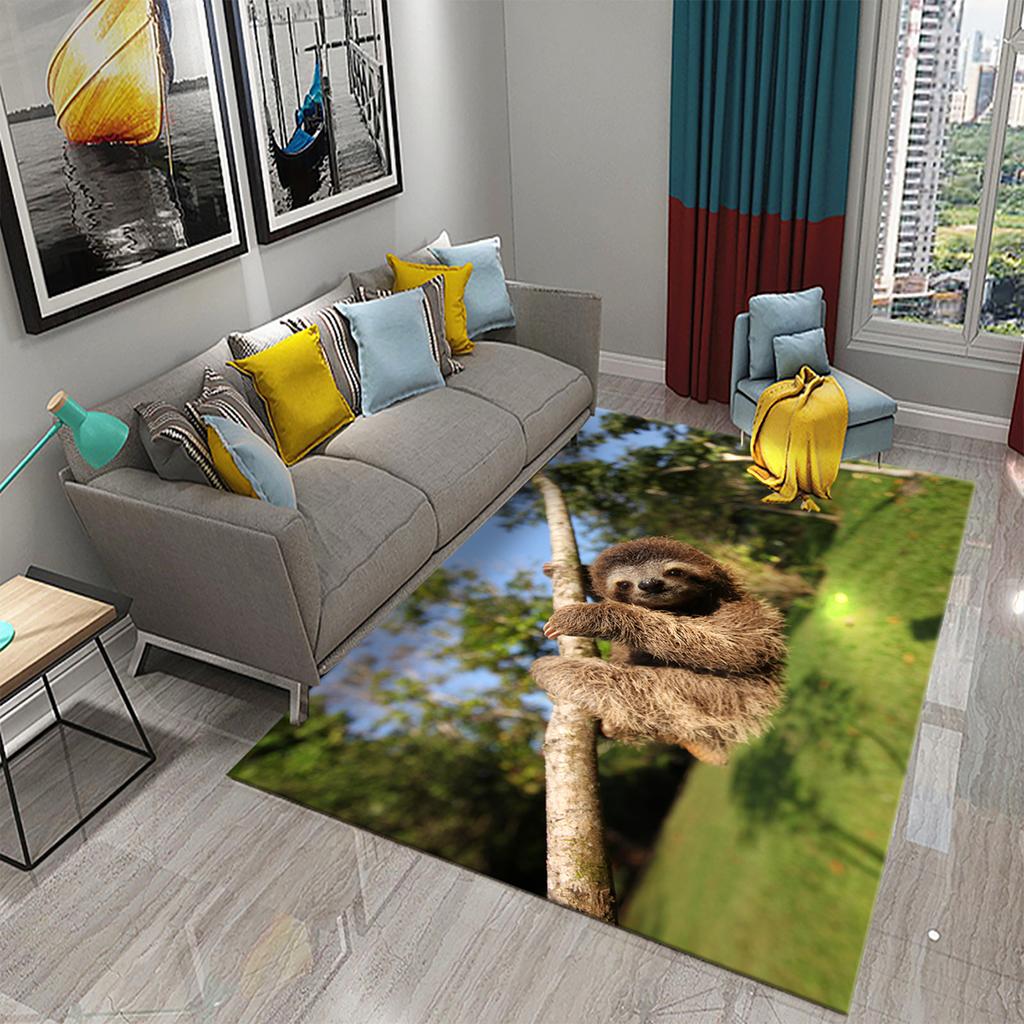 Cute Cartoon Sloth Carpet Lovely Animal Rugs Area Rug for Living Room Bedroom Dining Room Bathroom Door Entrance Non-Slip Mat