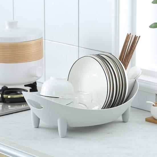 Countertop Dish Rack Plastic Dish Drying Rack Tableware Holder Bowl And Utensil Holder with Drainage for Kitchen Counter Sink