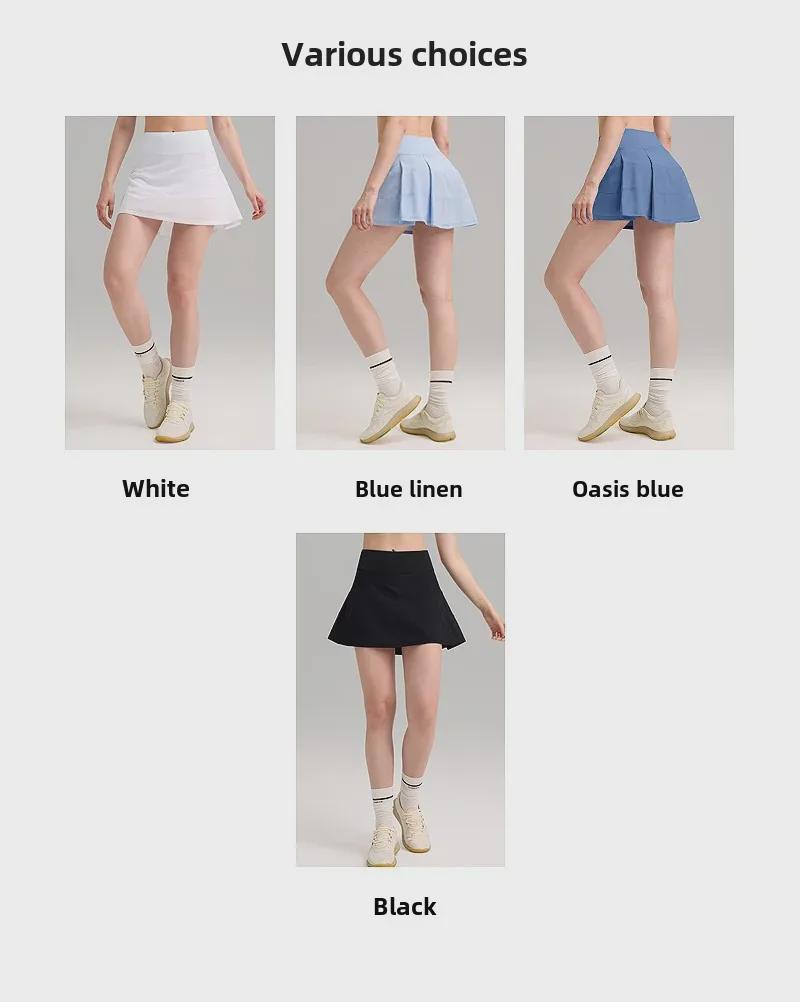 Women's High Waist Quick-Dry Pleated Sports Skirt with Built-In Shorts for Running and Tennis