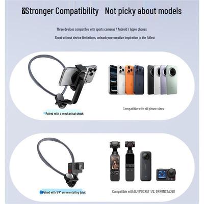 Hands-Free Vlog Neck Holder: Anti-Shake Sports Camera Chest Mount for Live Streaming & Video Recording