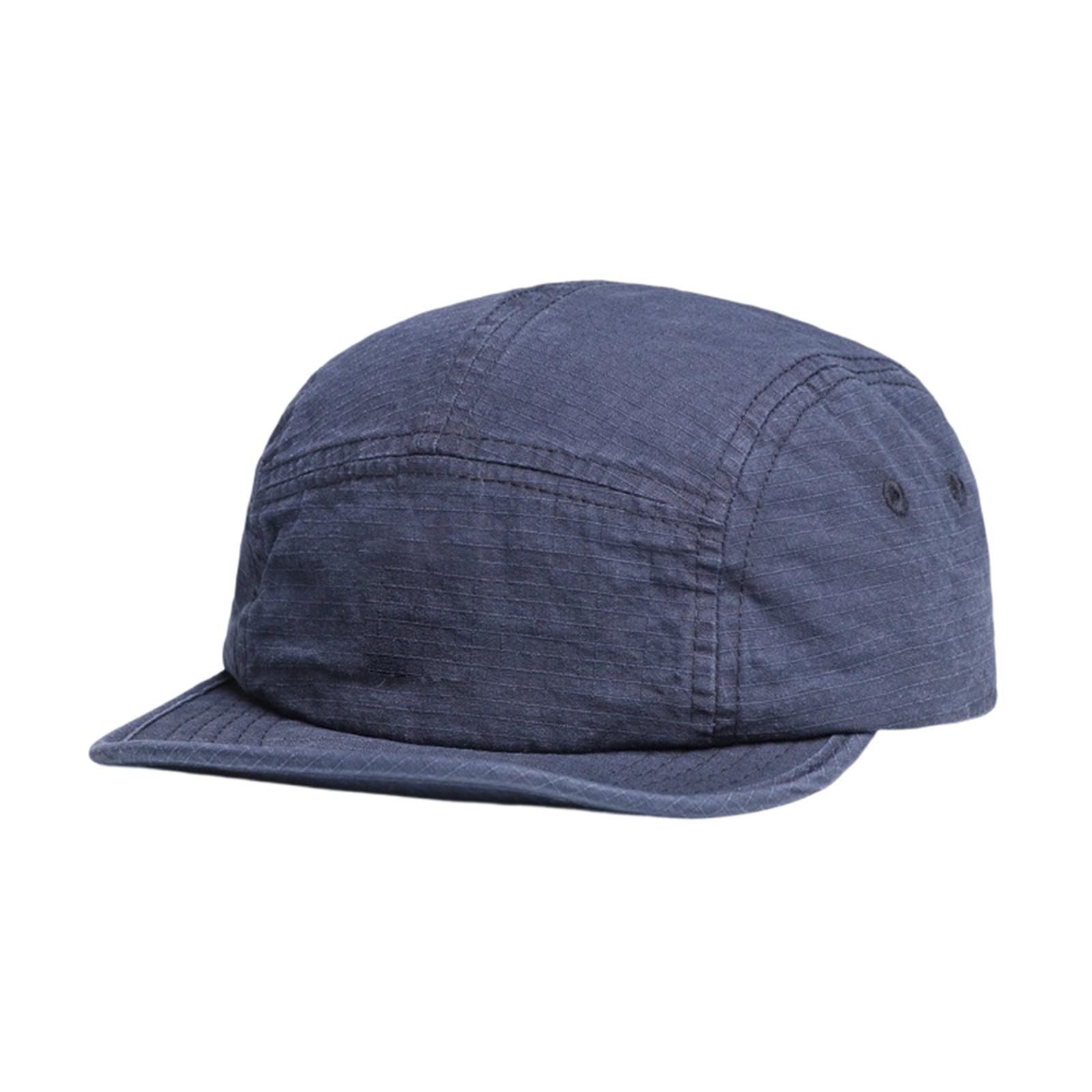 

Men Five Panel Camper Cap Lightweight Cotton Unstructured Flat Brim Adjustable Strapback Casual Hat Outdoor One Size тёмно-синий
