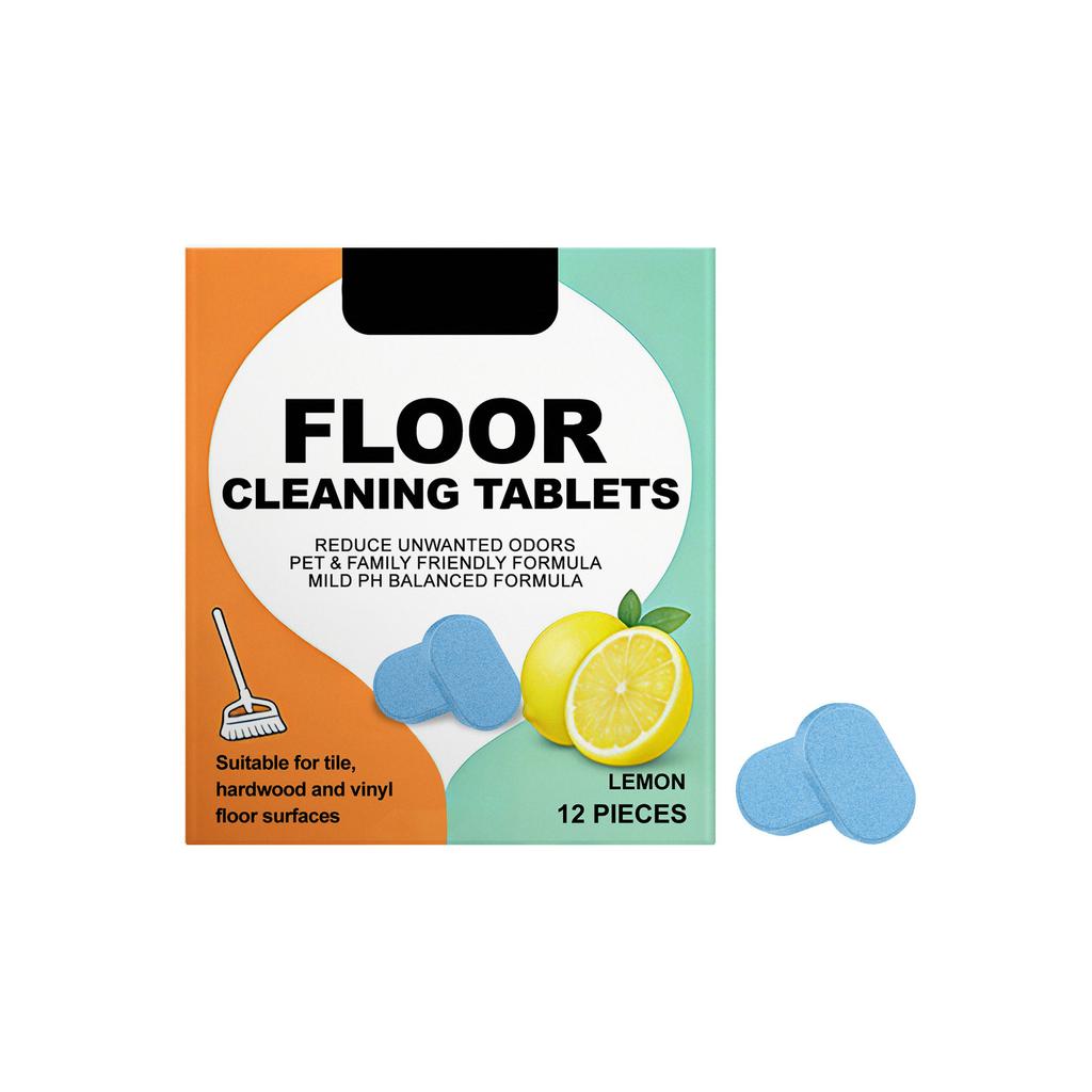 Floor Cleaning Tablets for Tile Hardwood and Vinyl Surfaces Mild PH Balanced Formula Pet and Family Friendly 12 Pieces