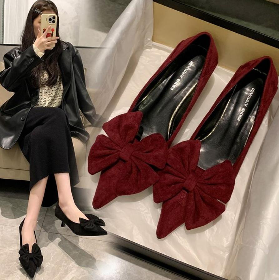 2025Spring Design Butterfly-knot Woman Pumps Pointed Toe Thin Heels Elegant Party Female Shoes Zapatos De Mujer