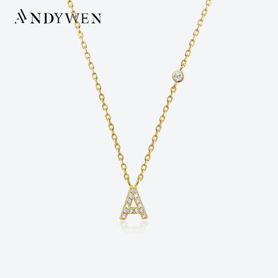 925 Sterling Silver Abeceda Monogram Písmeno Kúzlo Počiatočný prívesok Luxusný náhrdelník s dlhou retiazkou