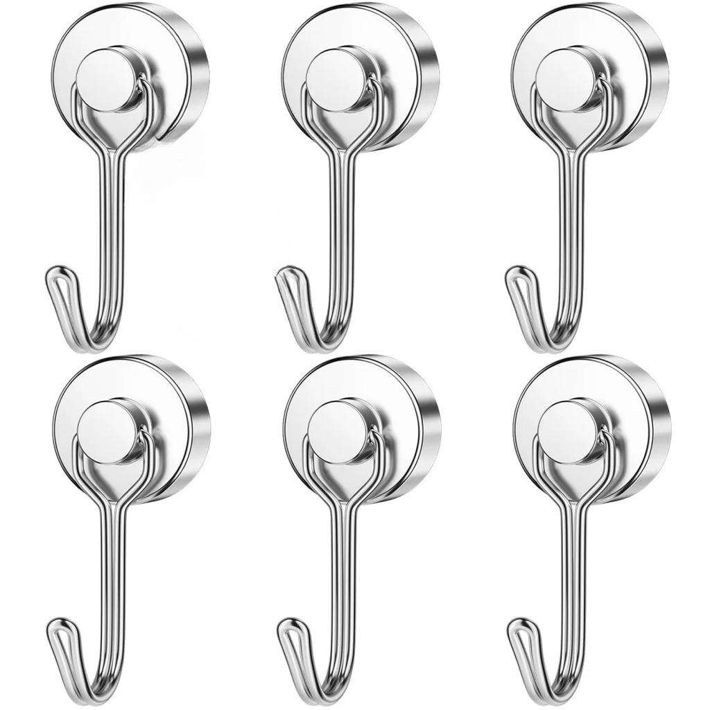 20pcs Black Magnetic Hooks Cruis Heavy Duty Neodymium Rare Earth Magnetic Hangers, Extra Strong Magnets with Hook for Hanging, R
