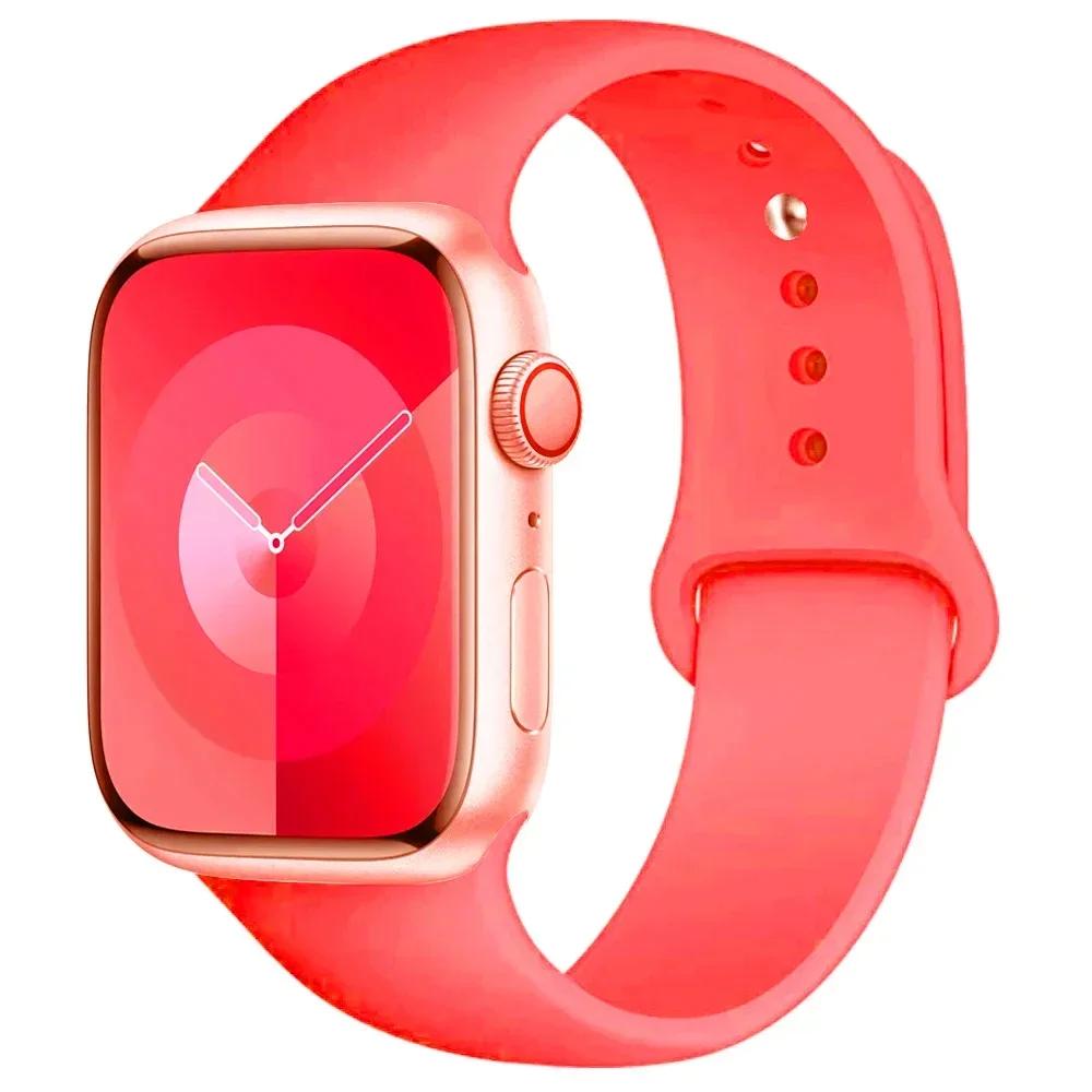 Silicone Sport Band For Apple Watch Strap49mm 44mm 45mm 40mm 41mm 42mm 38mm Bracelet Iwatch Series9 8 7 6 5 4 3SE Ultra 2 Correa