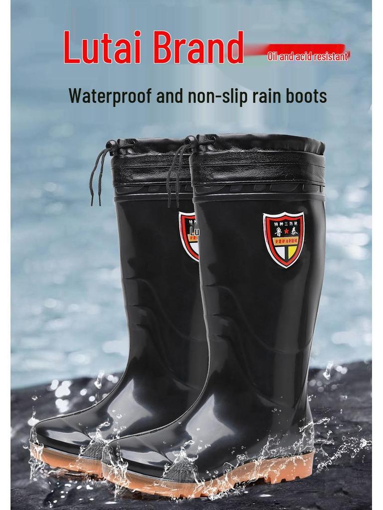 Lutai Herren PVC High-Top Regenstiefel - Verschleißfest, Kältebeständig, Plus Samt, Verdickt für Bau und Autowäsche.