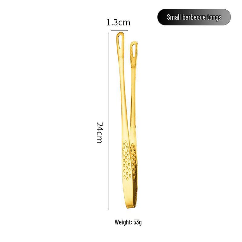 Golden Korean 304 Stainless Steel BBQ & Grilling Tongs - Extended for Steaks and Buffets