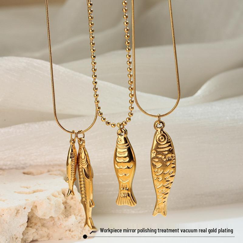 Bestseller Edelstahl Fisch Anhänger Halskette für Damen - Trendy, Modisch und Exquisite Schlüsselbein Kette