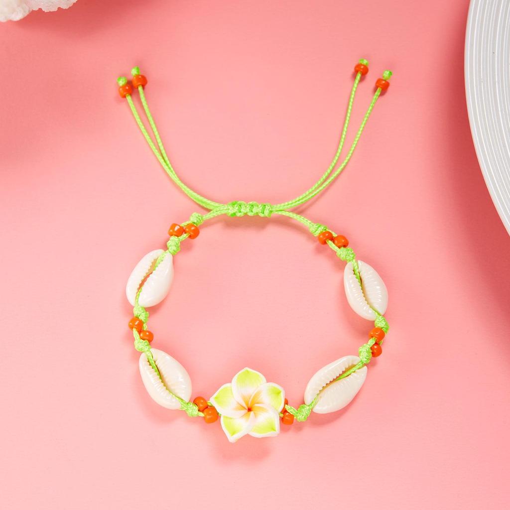 Chic Soft Clay Flower and Shell Woven Bracelet for Women - Versatile Handmade Design