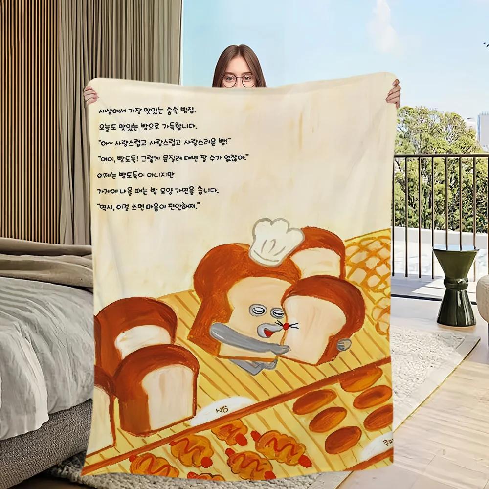 Flannel warm comfort  soft Picture plush Breads Thief blanket for sofa living room office bedroom travel book gift