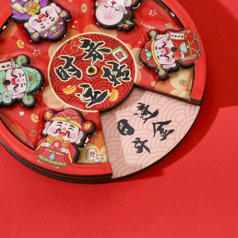 Woodwork Turntable Refrigerator Magnets Traditional 2025  New Year Fridge Magnets  Refrigerator
