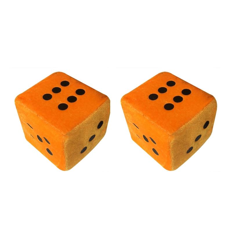

2 шт. разноцветные плюшевые игральные кости подвеска для автомобиля новогодние игральные кости плюшевые игральные кости модель украшения зеркала заднего вида стиль оранжевый