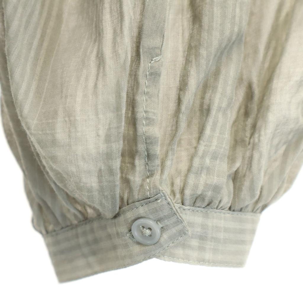 FREAK'S STORE Check Five-quarter Sleeve Teared Shirt F Green System Tunic Women Used