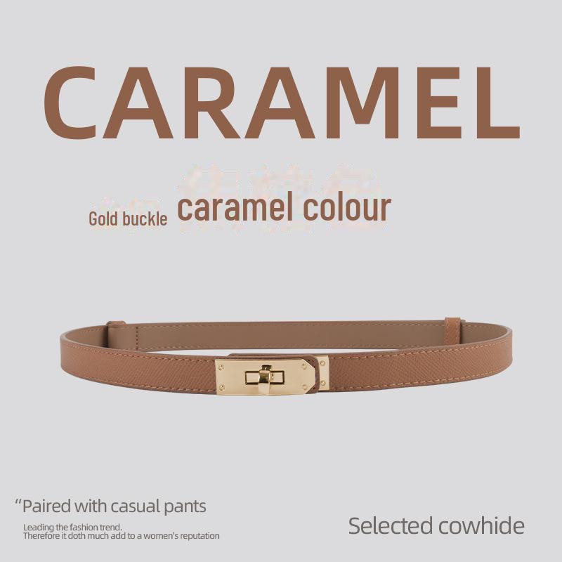 Vintage Stil Echtes Leder Damen Skinny Taillengürtel zur Kleiderdekoration