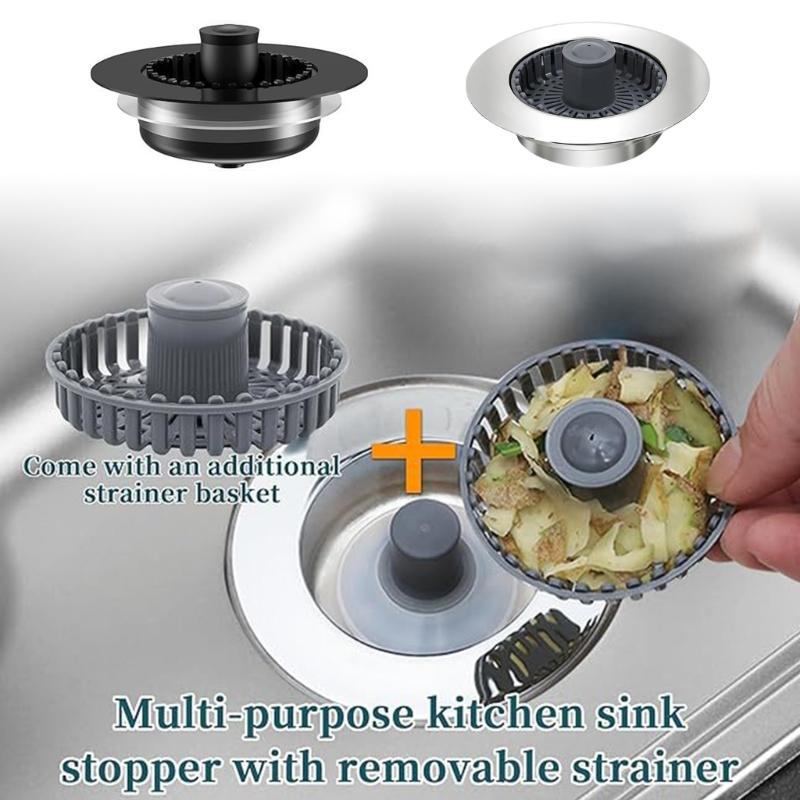 Kitchen Sink Drain Basket Anti Clogging Drain Stoppers Bounce Cores Sink Strainer Wash Basins Drain Filter Easy to Use