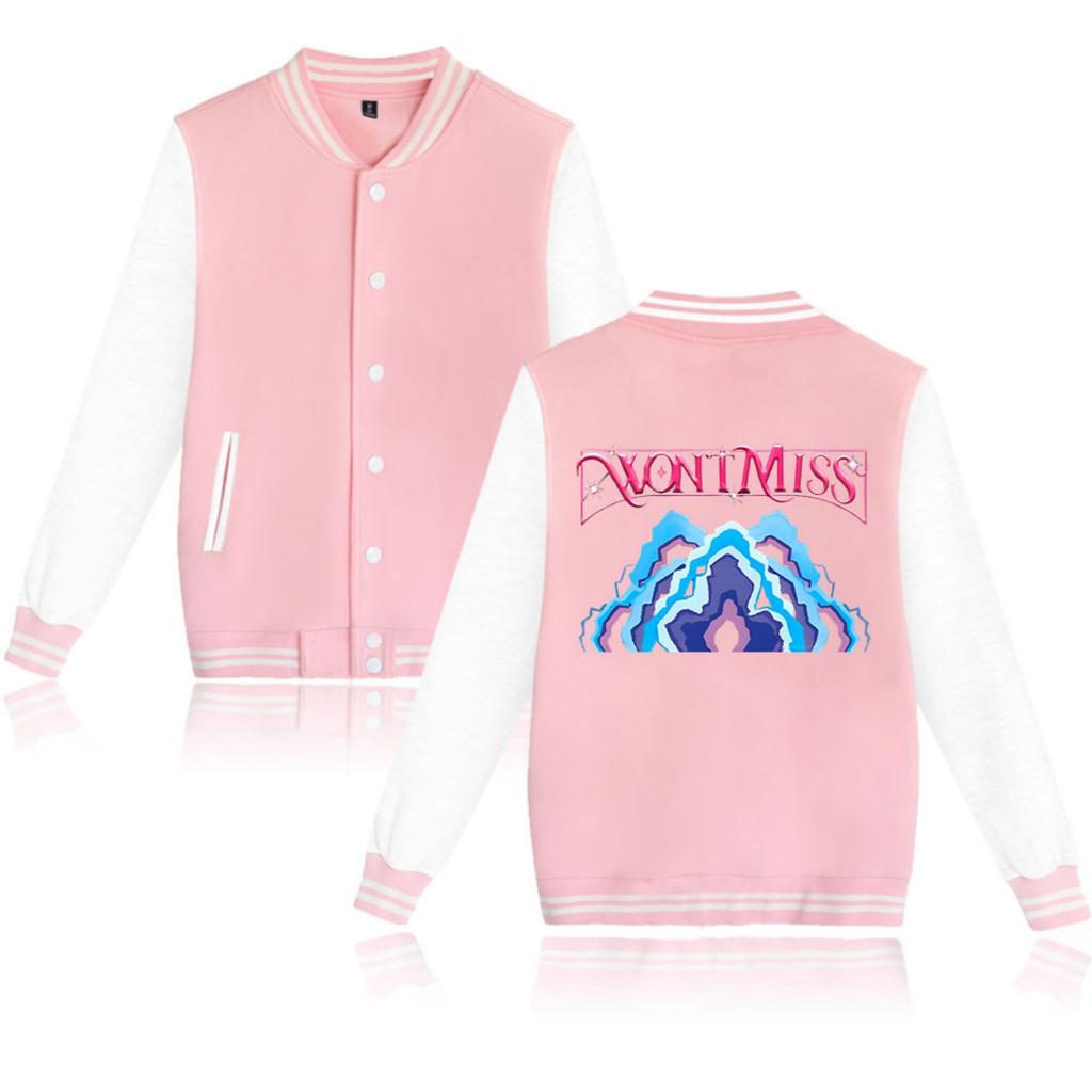 Fashionable Women's Baseball Jacket Contrast Color Cardigan Jacket