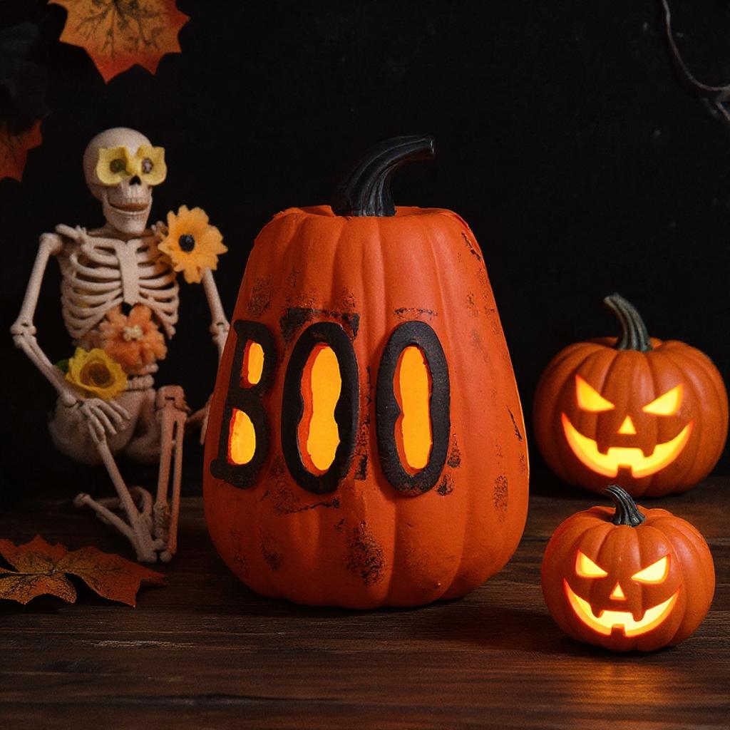 Halloween Hollow Colorful Pumpkin  Courtyard Old Retro Foam Luminous Pumpkin Decoration Props