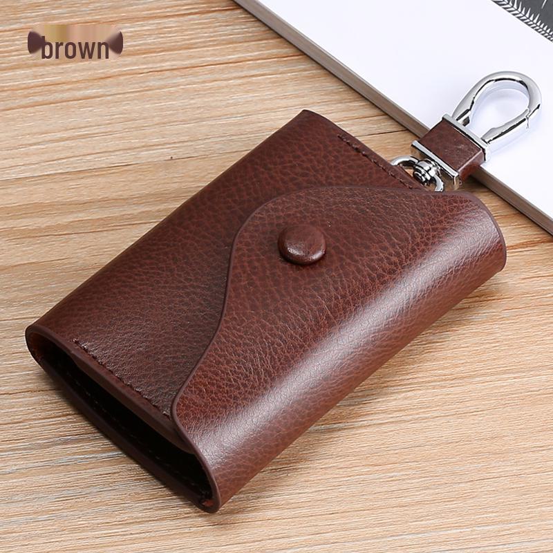 Pánská a dámská multifunkční taška na klíče a řetízek z pravé hovězí kůže