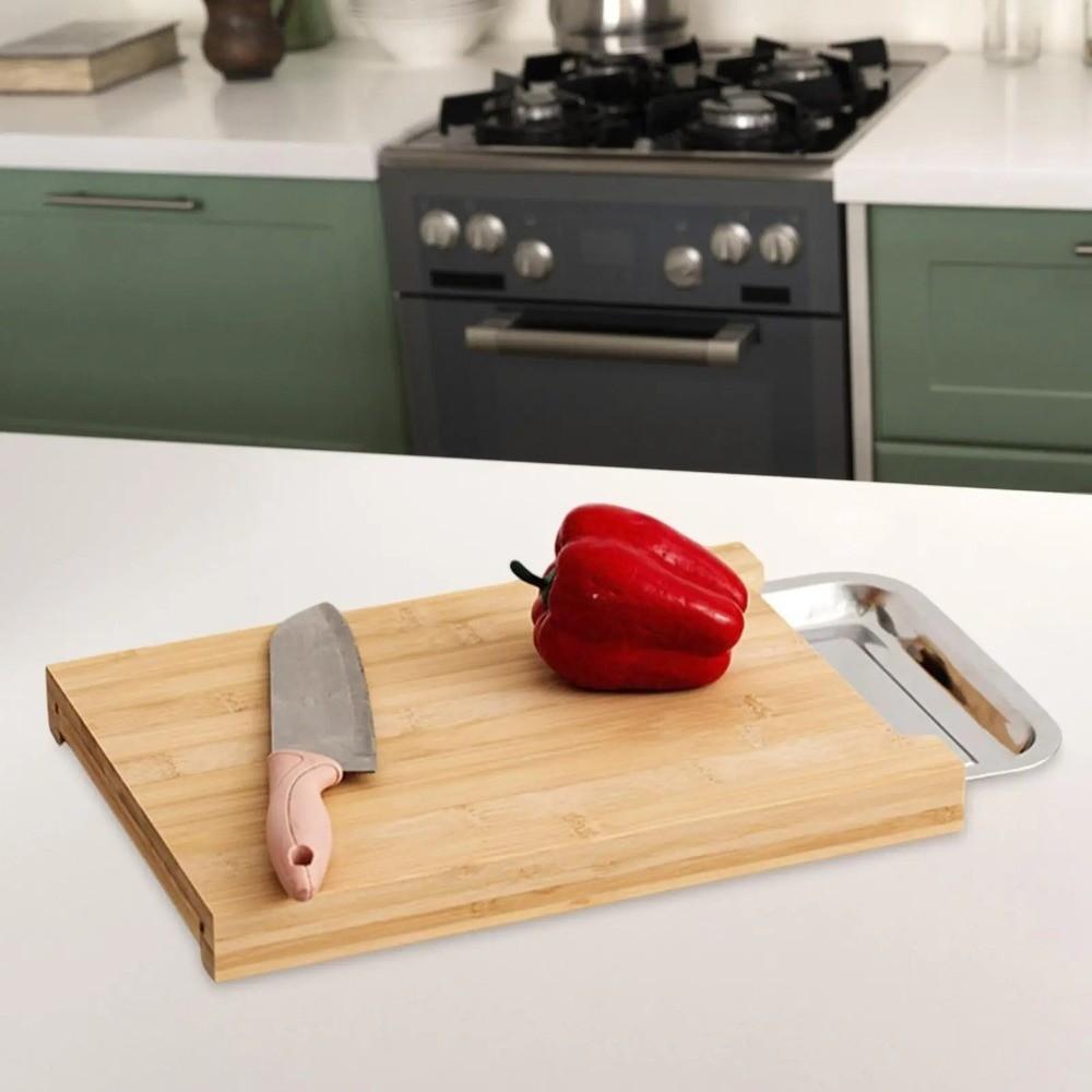 With Drawers Wooden Cutting Board Non-Slip Chopping Board Durable Cheese Board Kitchen