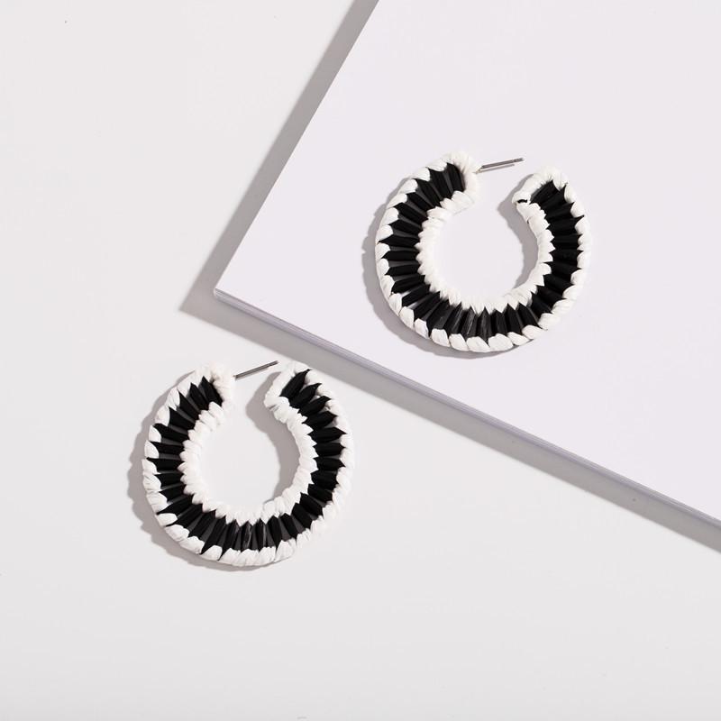 Japanese-Korean Style Raffia Women’s Stud Earrings - Trendy, Versatile Drop Earrings