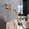 Bathroom Towel Holder, Wall Mounted Round Antique Brass Towel Ring Antique Hooks Double Hooks Bathroom Accessories