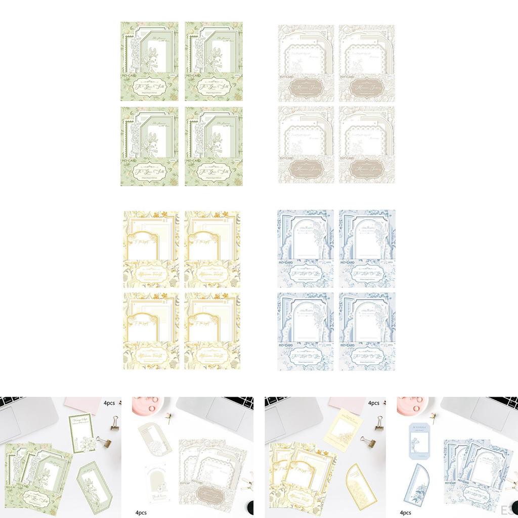 4 Pieces Embossed Notes Journal Decoration Collages Crafts Decorating Creative Elegant Art Scrapbook