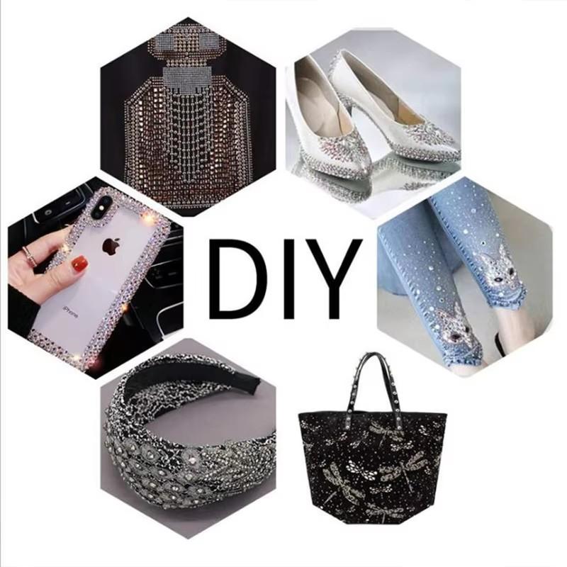 10yards 2mm Color Sewing Rhinestone Chain Trim Crystal Dense Diamond Chain Glitter Crystal Cup Chain for DIY Decorative Craft