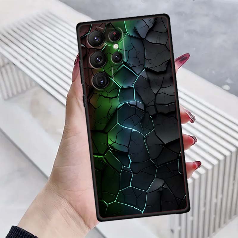 Creative metal style pattern Phone Case For Samsung Galaxy S26 S25 S24 S23 S22 S21 S20 Ultra Plus FE 5G Black Soft TPU