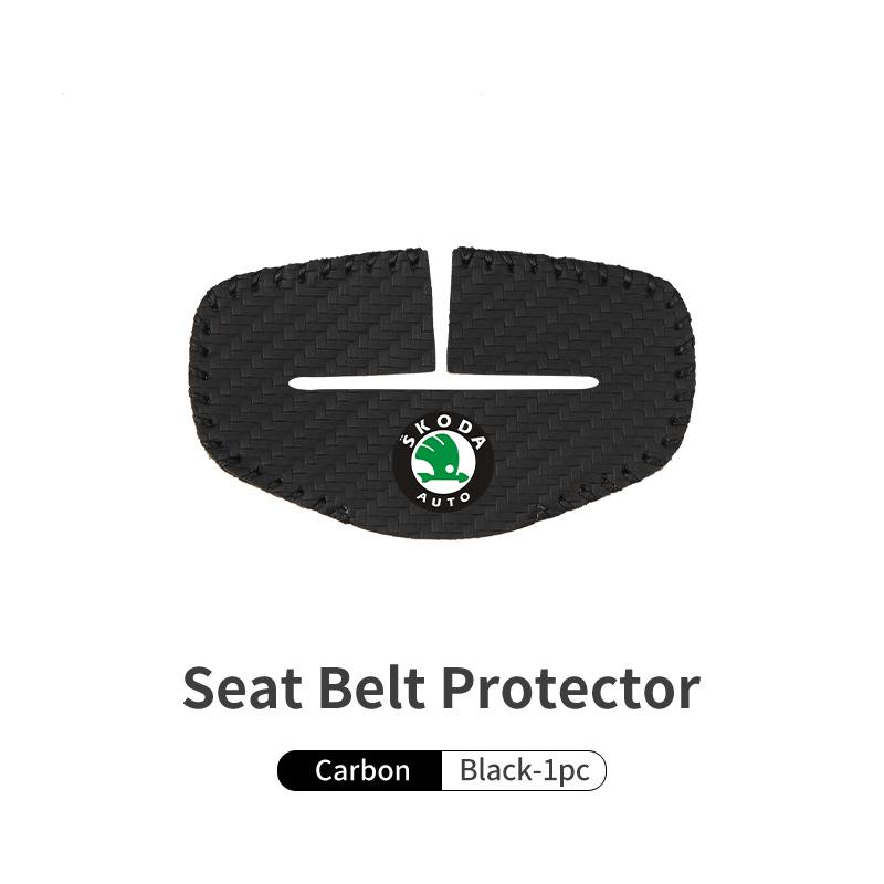 BHBD3 Car Seat Belt Buckle Cover Leather Protector Anti-collision Case For Skoda Kodiaq Fabia Kamiq Karoq Octavia 2 3 Rapid Scala