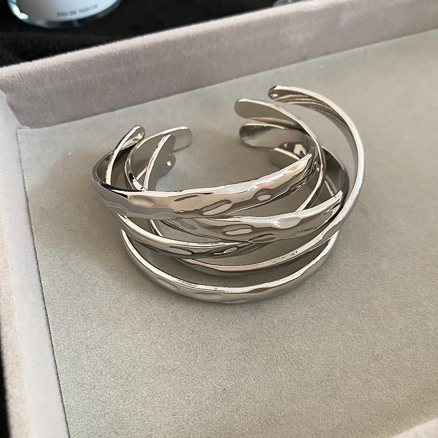 Five-Piece European & American Geometric Open Bangle Set: Minimalist, High-End Women's Jewelry