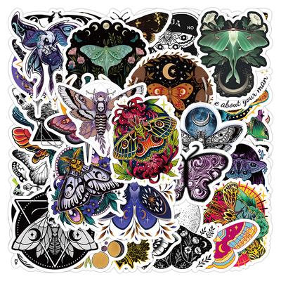 10/50 Retro Ghost Butterfly Stickers Moths Graffiti Stickers for DIY Luggage Laptop Skateboard Motorcycle Bicycle Stickers