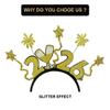 Sequin 2026 Firework Hairband Plastic Star Headdress Decorative Alphabet Headpiece  New Year's Eve