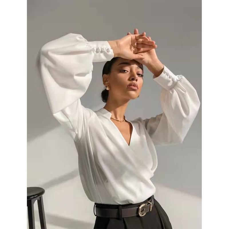 Blusas mujer de moda 2022 літо Топ жіночі жіночі сорочки Жіноча зелена біла сорочка Блузки топи Довгий рукав Шикарна жіноча блузка