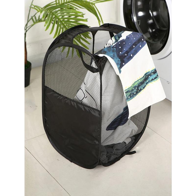 Large Capacity Foldable Dirty Clothes Basket Mesh Bathroom Storage Bucket Portable Organizer for Laundry