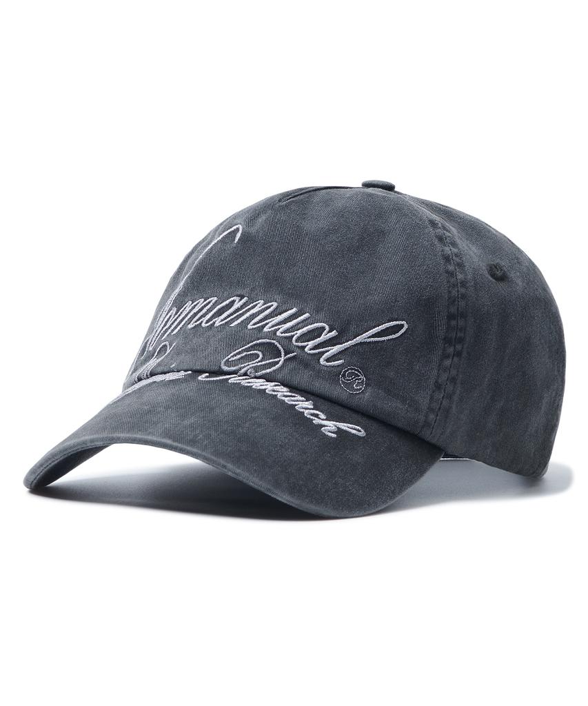 Nomaenyueol Cursive Logo Ball Cap - Washed Charcoal