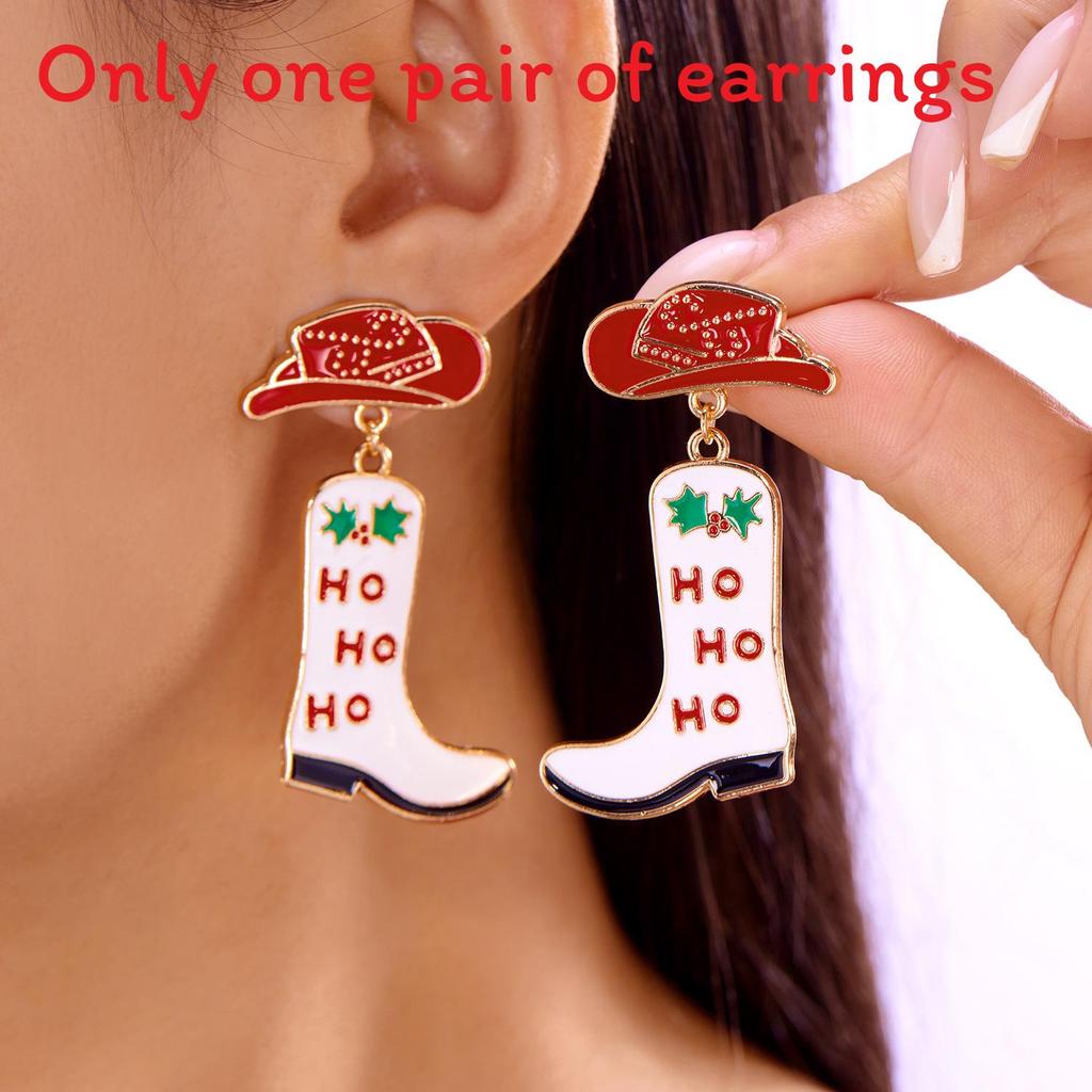 Winterliche Schneemann- und Stern-Hängeohrringe aus Zinklegierung für Weihnachtsfeiern