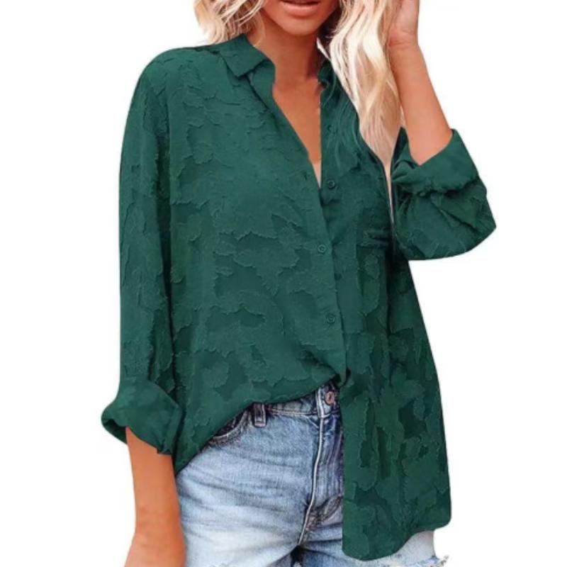 

Елегантна стильна прозора блуза з довгими рукавами - Розкішна на ґудзиках - Ідеальна для літнього гардеробу 3XL зелений