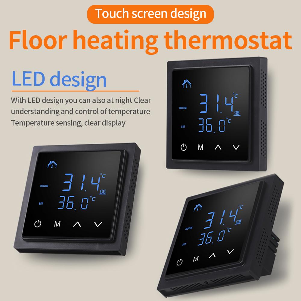 16A Smart Thermostat Floor Heating Temperature Controller with LED Touch Screen Electric Heating Control Smart Home 85-265V