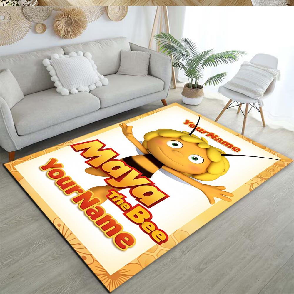 Biene Maja Customized Name Floor Rug Office Rug Perfect for Foyer Hallway Balcony Kitchen Anti-slip Rug Decorate Offices Spiritual Gift