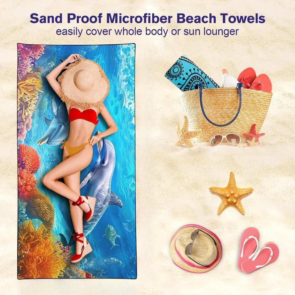 1 Stück Niedliches Delfinmuster Strandtuch für Familienartikel Freunde Geschenk Schnelltrocknend Sandfrei Für Bad Yoga Strand Camping Schwimmen GYM