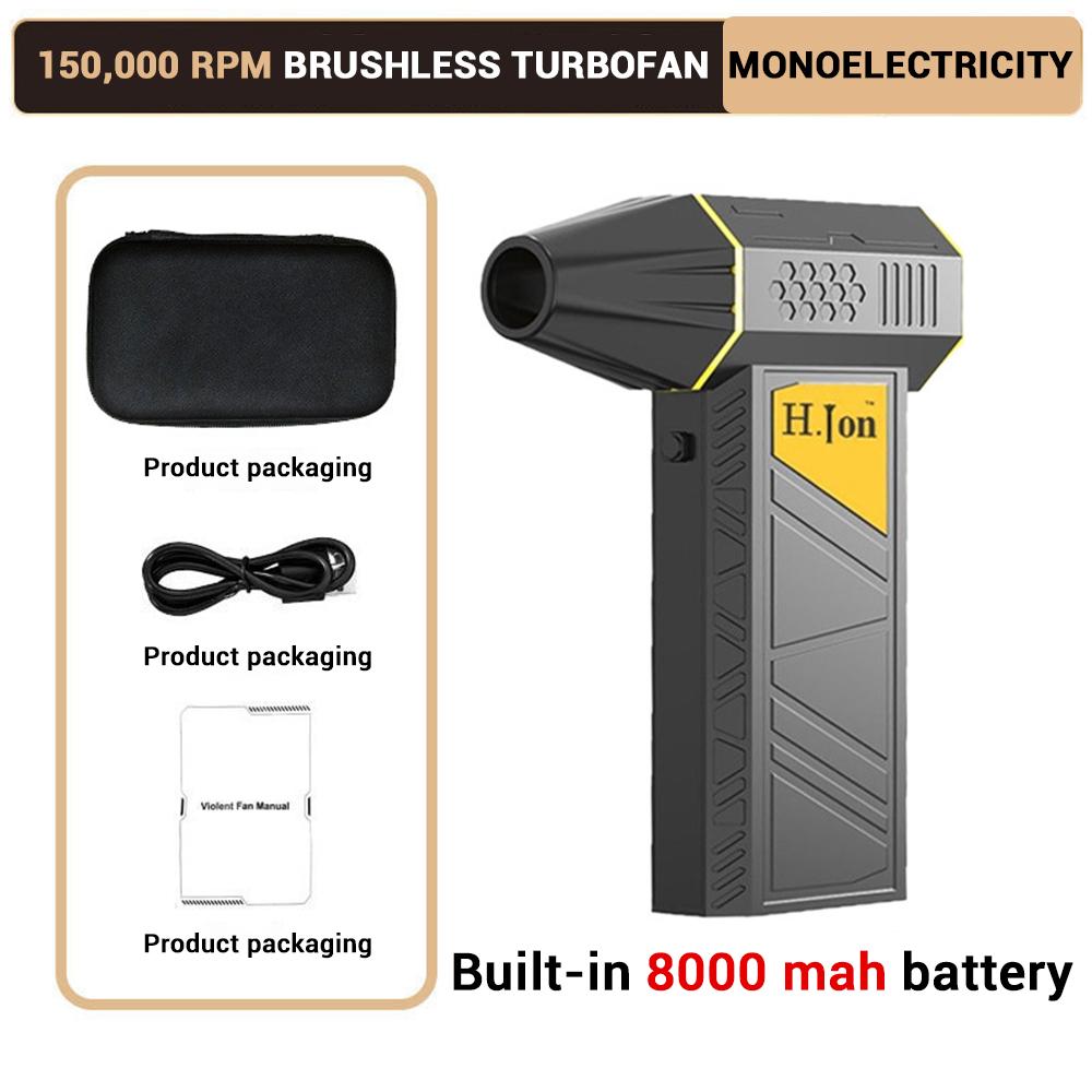 150000 RPM Turbo Jet Fan Brushless Electric Air Blower Portable Hair Dryer Dust Removal Cleaning Tool 4000mAh/8000mAh Battery