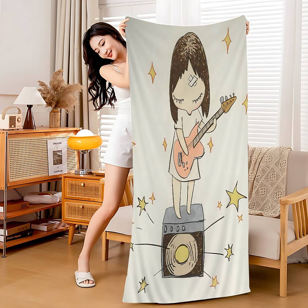 Y-Yoshitomo Nara Art Lovely Melancholy Microfiber Beach Towel Absorbent Quick Dry Soft Yoga Swimming Resort Mountain Climbing