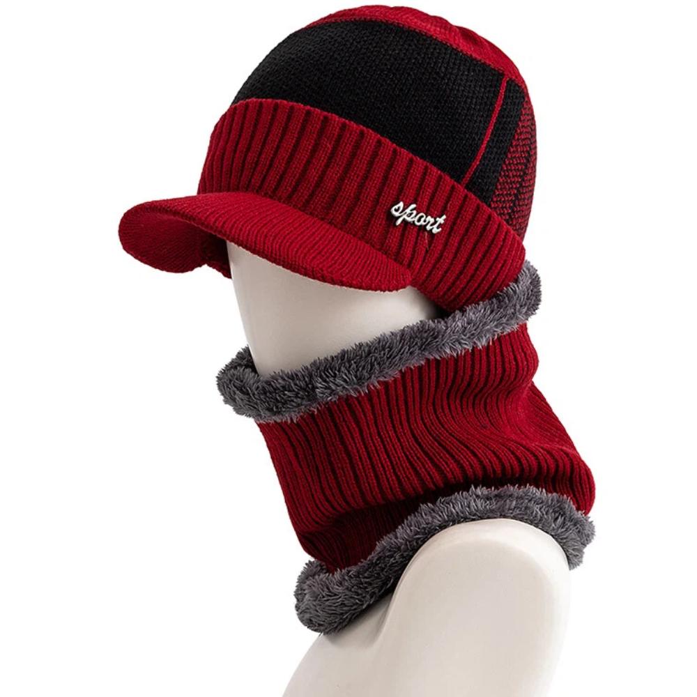 Men Winter Warm Set Classic Plush Fur Lined Winter Hat Male Outdoor Keep Warm Fashion Hat Cap